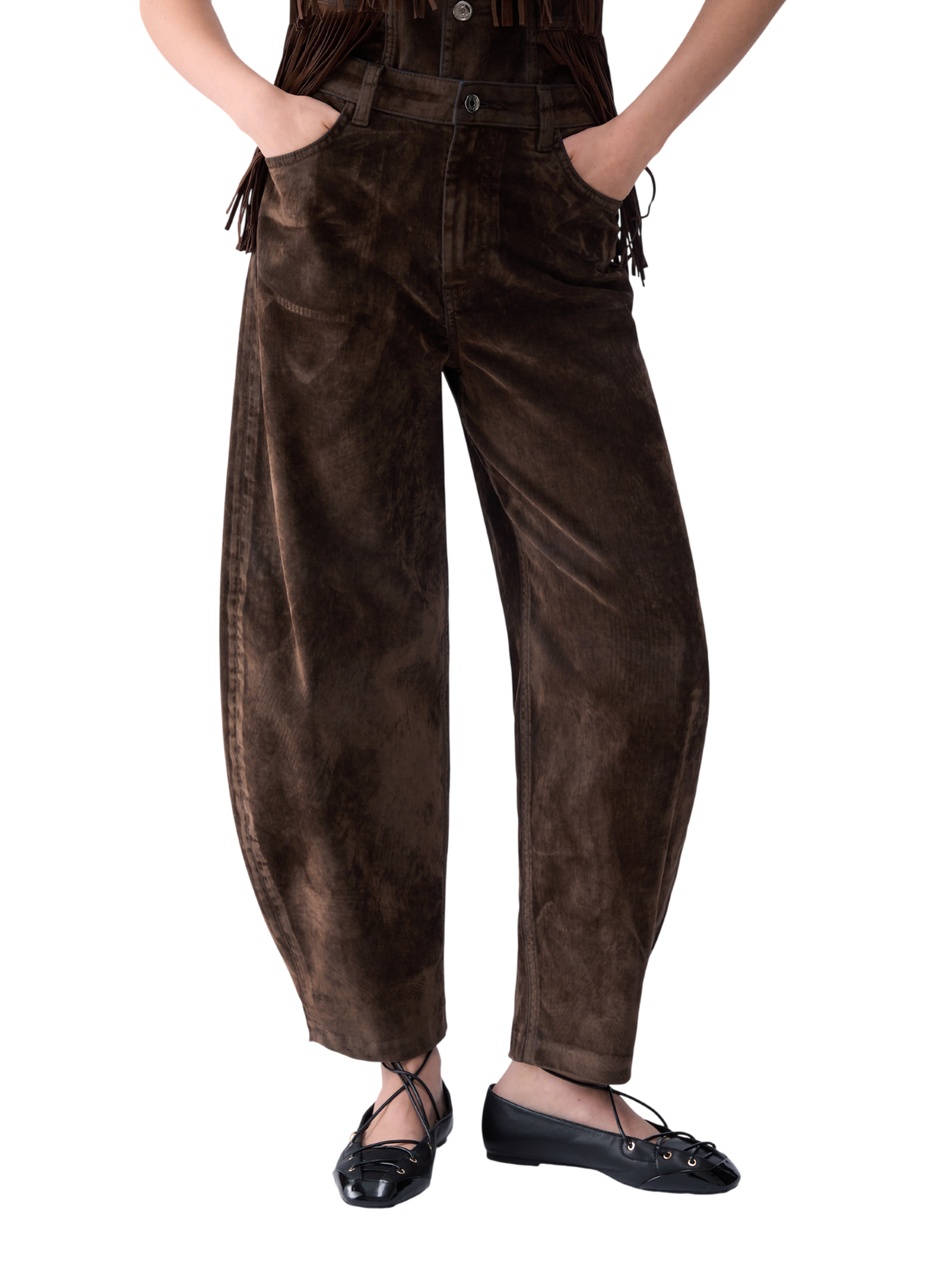 Liu Jo pantaloni donna ballon tessuto floccato marrone UF6231D0363 79106 LIU JO 