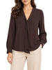 Lola by Sandro Ferrone blusa donna in georgette con fusciacca marrone