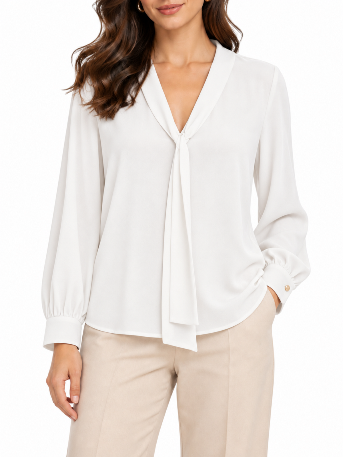 Lola by Sandro Ferrone blusa donna in georgette con fusciacca avorio L22YBGLABBRO SETA Lola BY S.FERRONE 