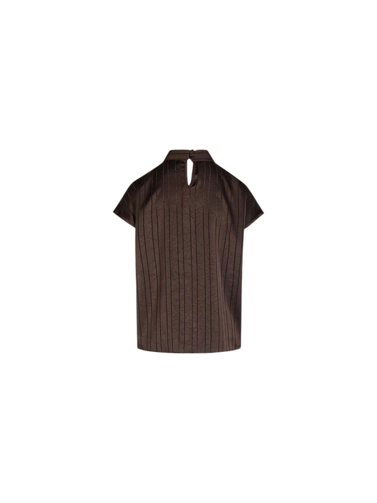 Lola by Sandro Ferrone blusa donna satin manica corta gessata marrone L22YBGLUNARE CACAO Lola BY S.FERRONE 