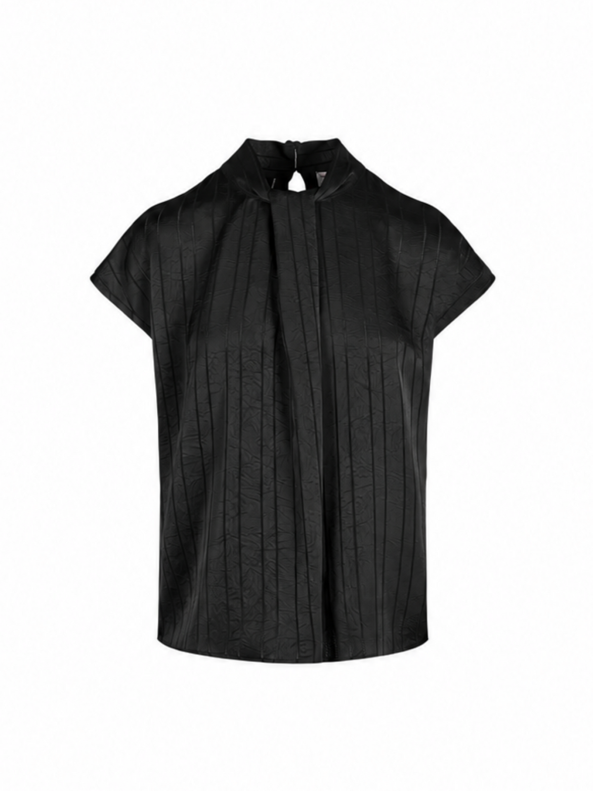 Lola by Sandro Ferrone blusa donna satin manica corta gessata nero L22YBGLUNARE NERO Lola BY S.FERRONE 