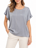 Lola by Sandro Ferrone blusa donna in raso e jersey con strass grigio