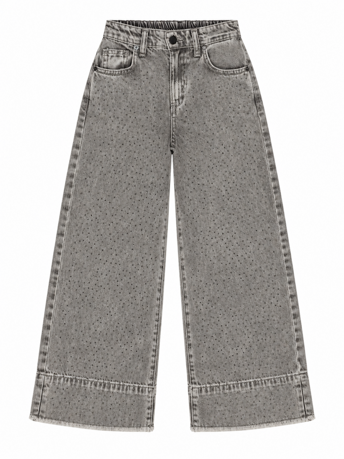 Lulù by Miss Grant jeans bambina gamba larga con strass lavaggio grigio LL4566 NERO LU LU' 