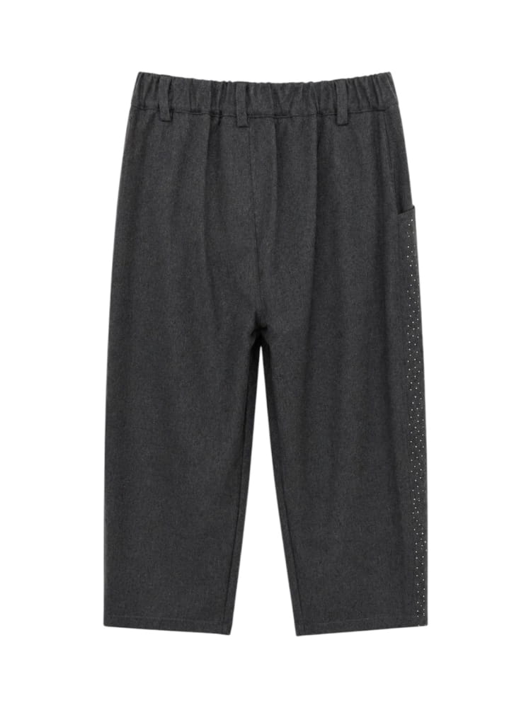 Lulù by Miss Grant pantaloni gamba larga bambina con strass grigio LL4592 ANTRACITE LU LU' 