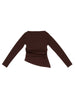 Lulù by Miss Grant T-shirt drappeggiata bambina manica lunga marrone