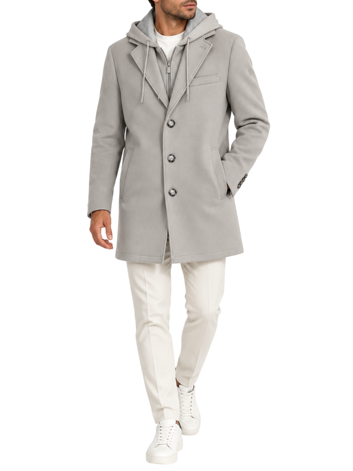 Manuel Ritz cappotto uomo effetto giacca con cappuccio ecrù 4132H8407C-263745 23 MANUEL RITZ 