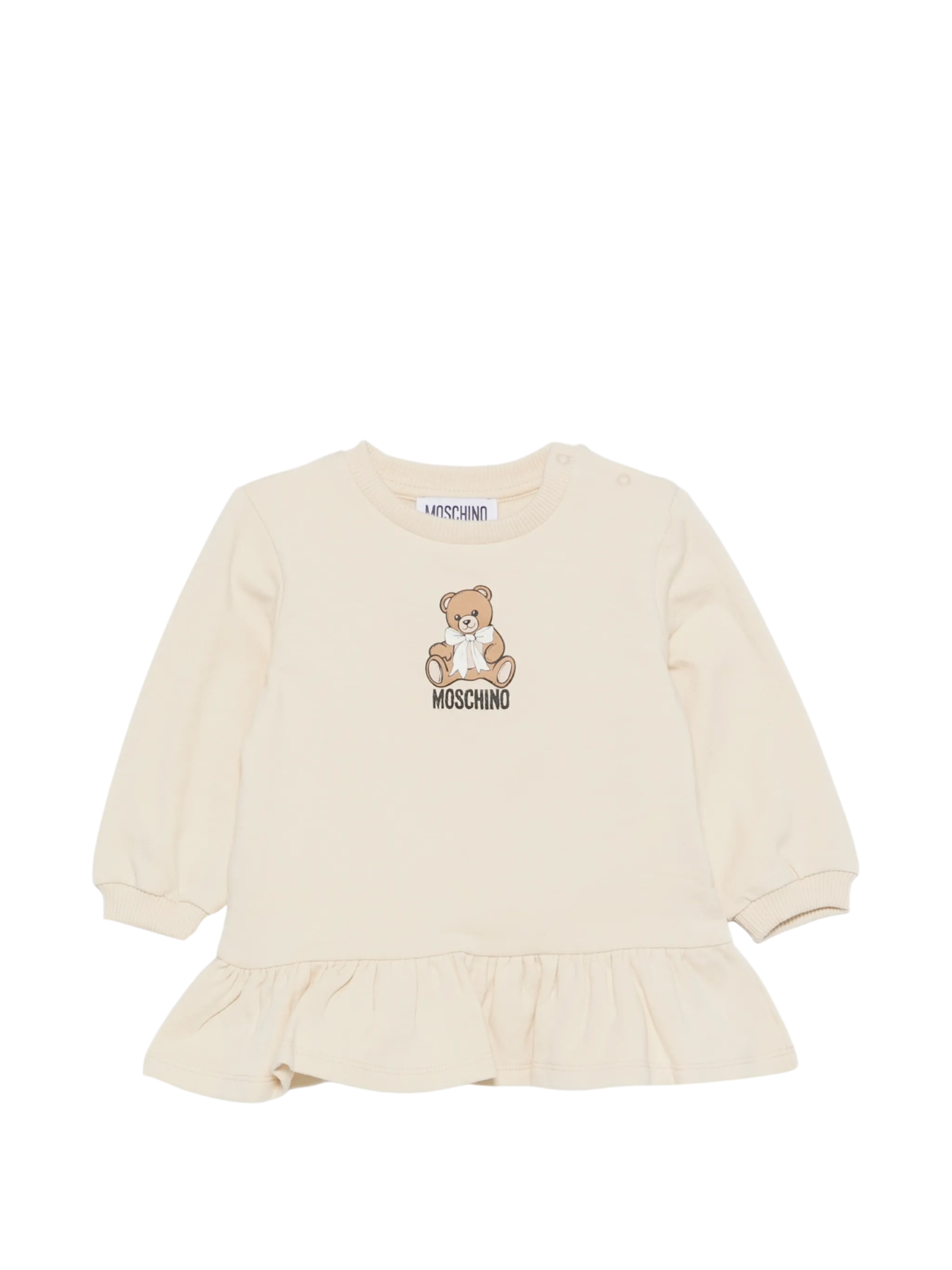 Moschino abito neonata in cotone felpato con orsetto beige MBV0BKLDA18 20404 MOSCHINO 