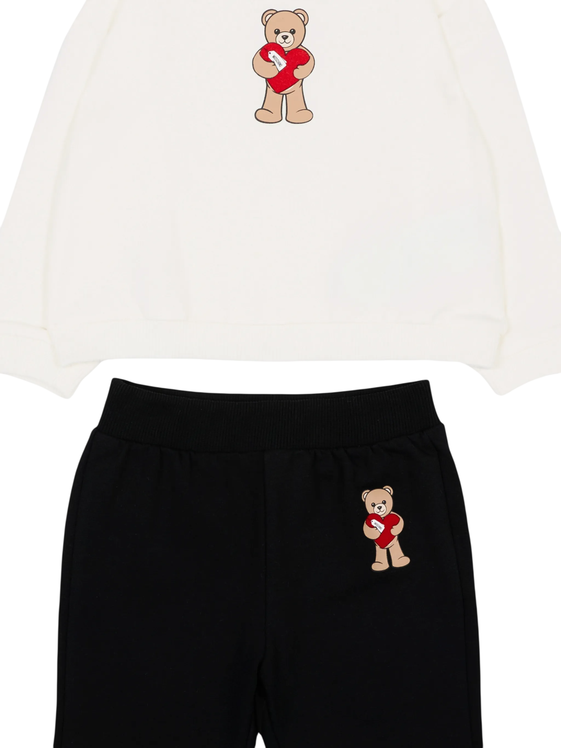 Moschino completo sportivo neonata felpa e pantaloni flare con orsetto panna nero MDK03GLDA63 83933 MOSCHINO 
