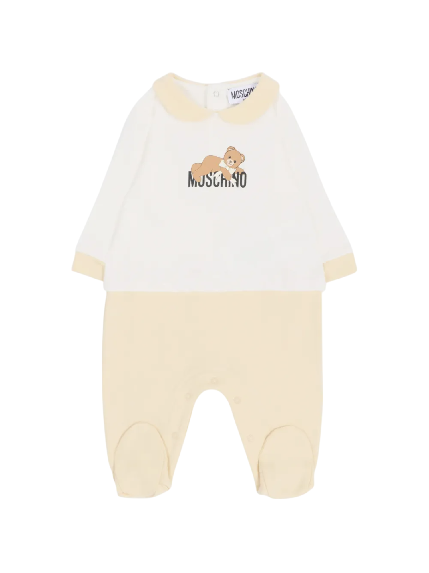 Moschino tutina unisex neonatocon piedini bianco beige MPY06ZLCA40 83631 MOSCHINO 