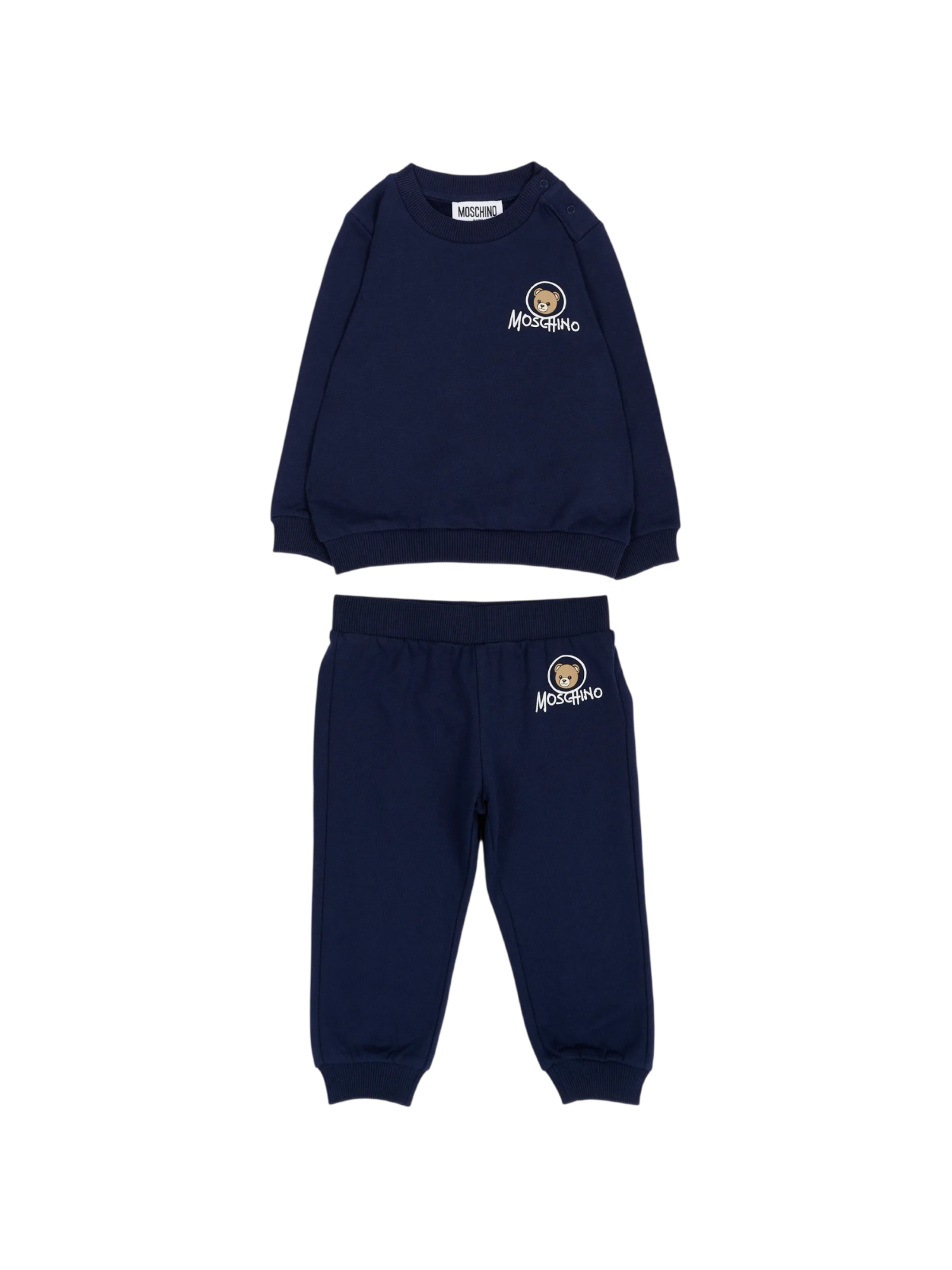 Moschino completo sportivo neonato felpa e pantaloni con orsetto blu MQK05ELCA83 40016 MOSCHINO 