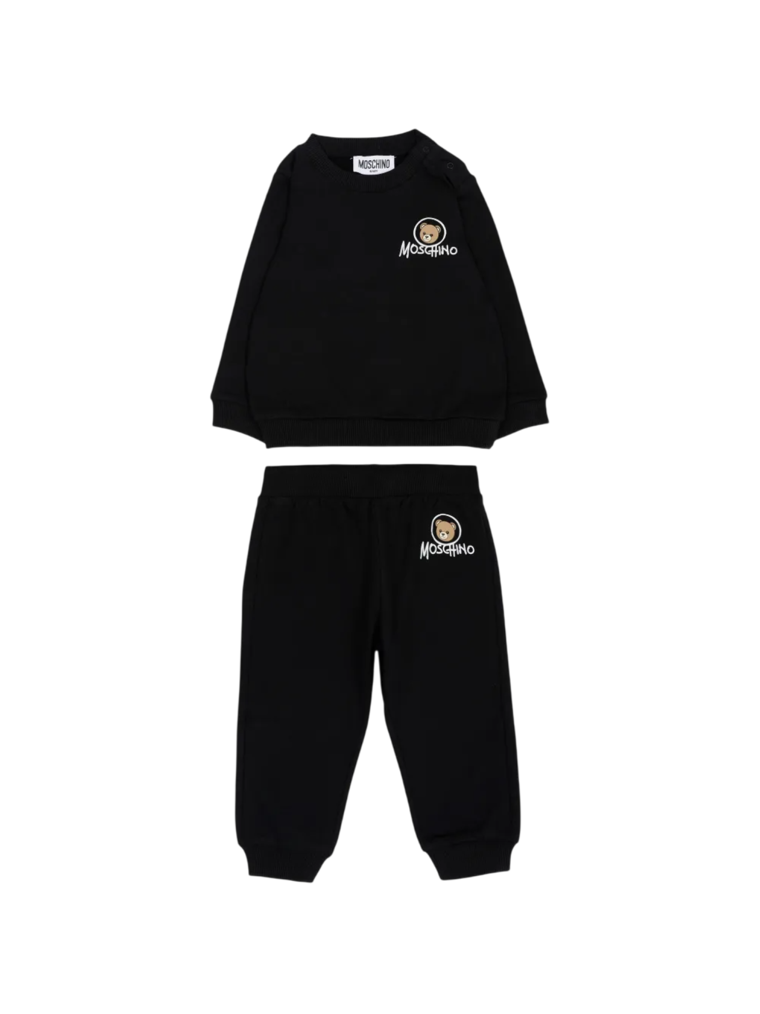 Moschino completo sportivo neonato felpa e pantaloni con orsetto nero MQK05ELCA83 60100 MOSCHINO 