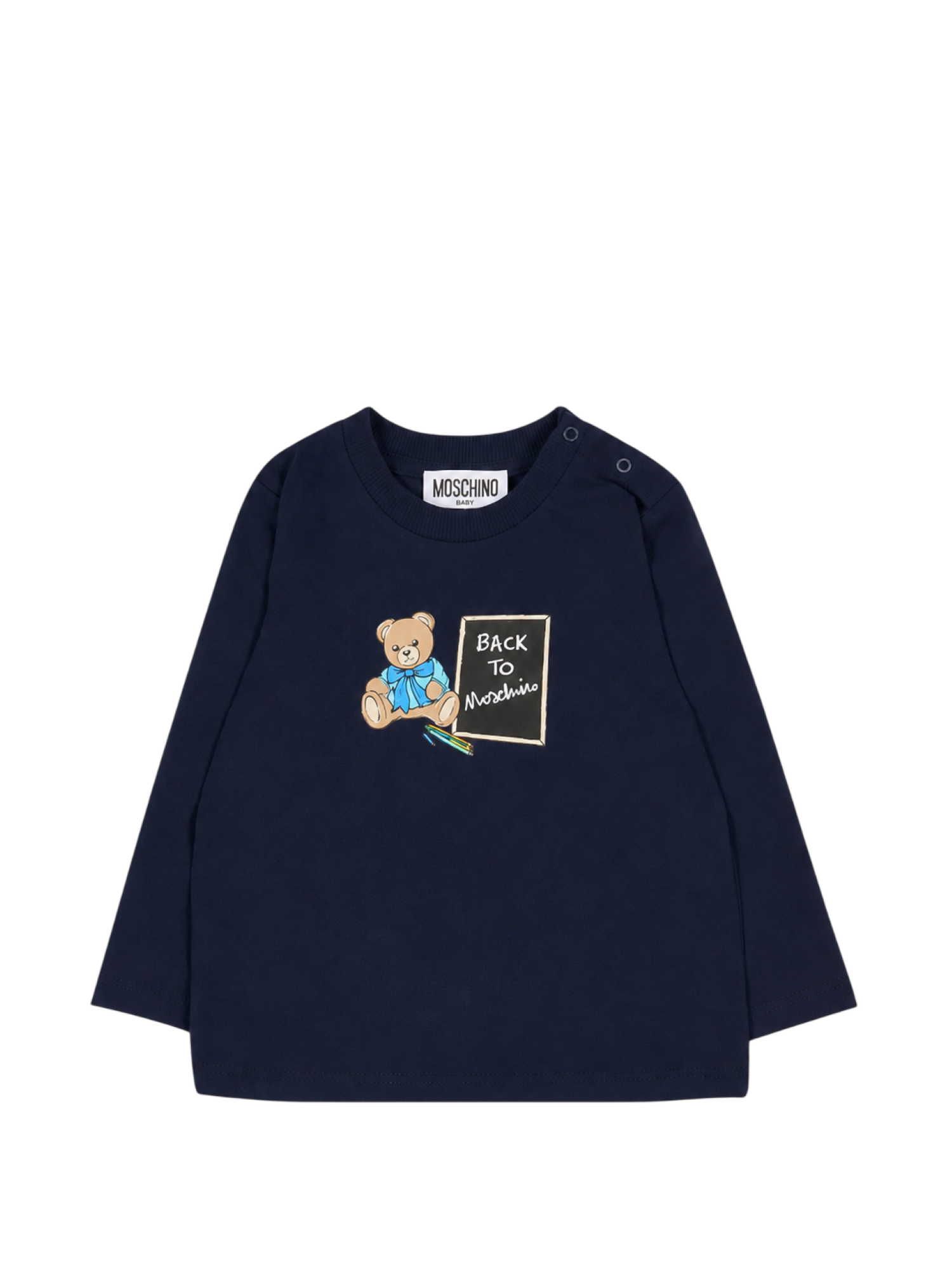 Moschino T-shirt manica lunga con orsetto blu MQO014LAA10 40016 MOSCHINO 