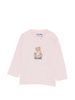 Moschino T-shirt manica lunga unisex neonato con orsetto rosa