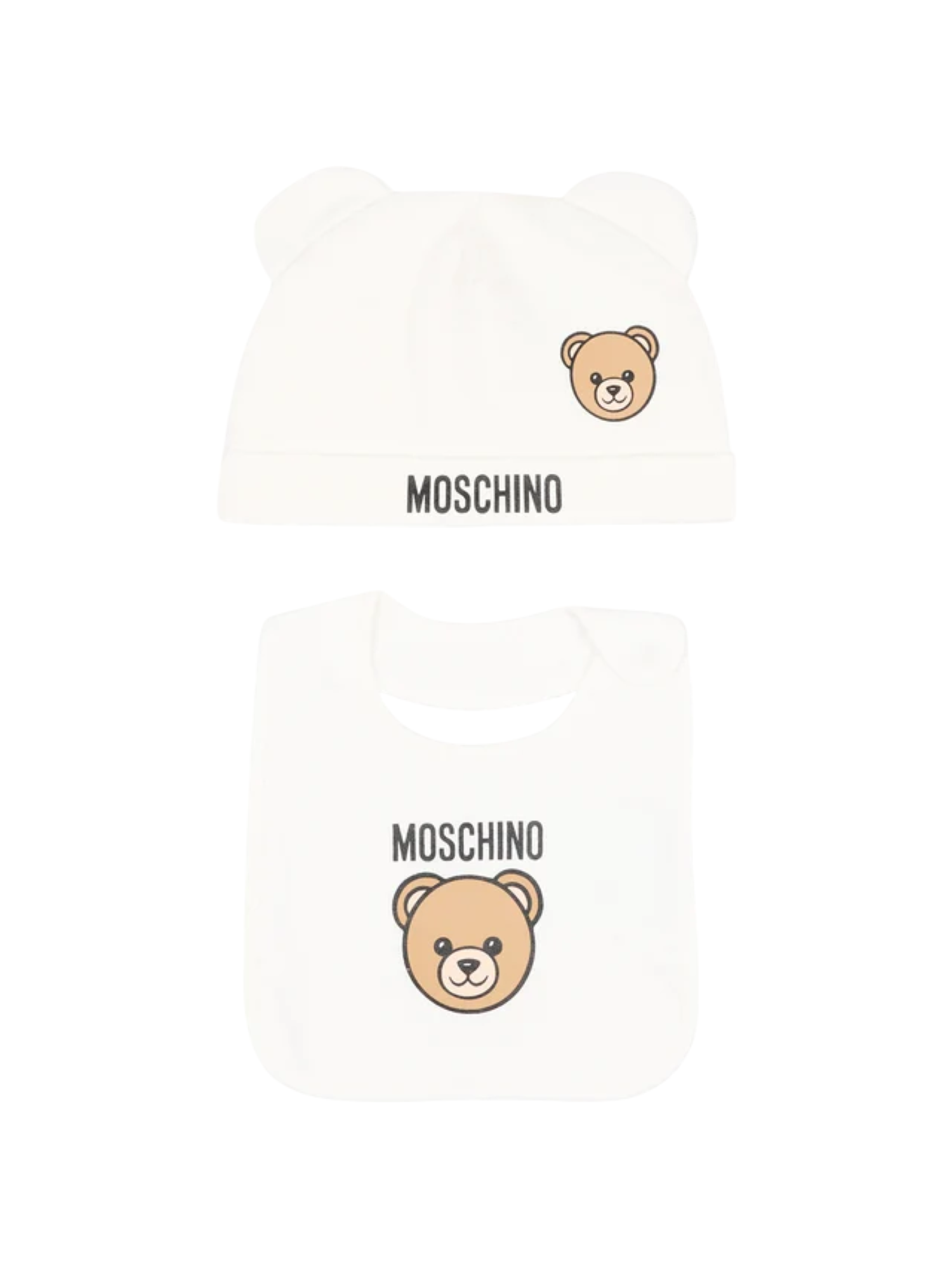 Moschino set unisex neonato cappello e bavetta con orsetto panna MUY09NLCA40 10063 MOSCHINO 