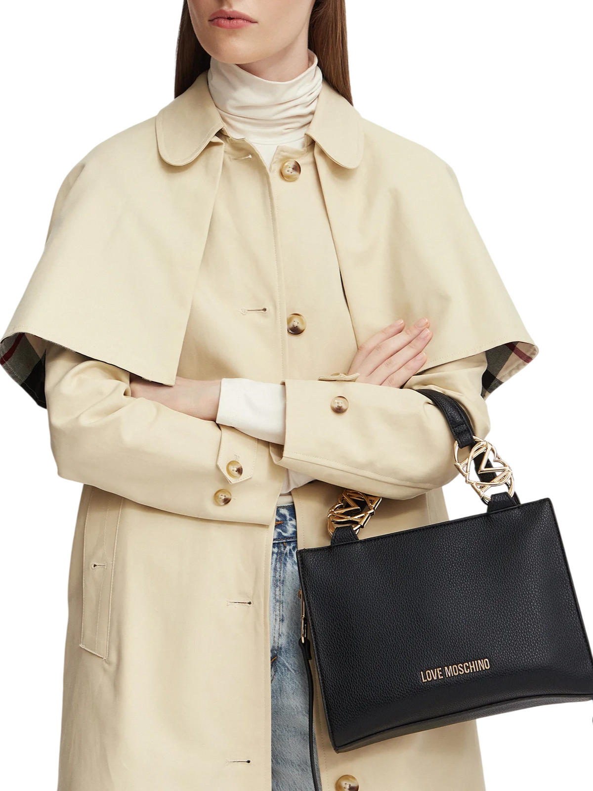 Love Moschino borsa a mano in ecopelle martellata con tracolla nero JC4006PP1P-LB0 000 MOSCHINO LOVE 