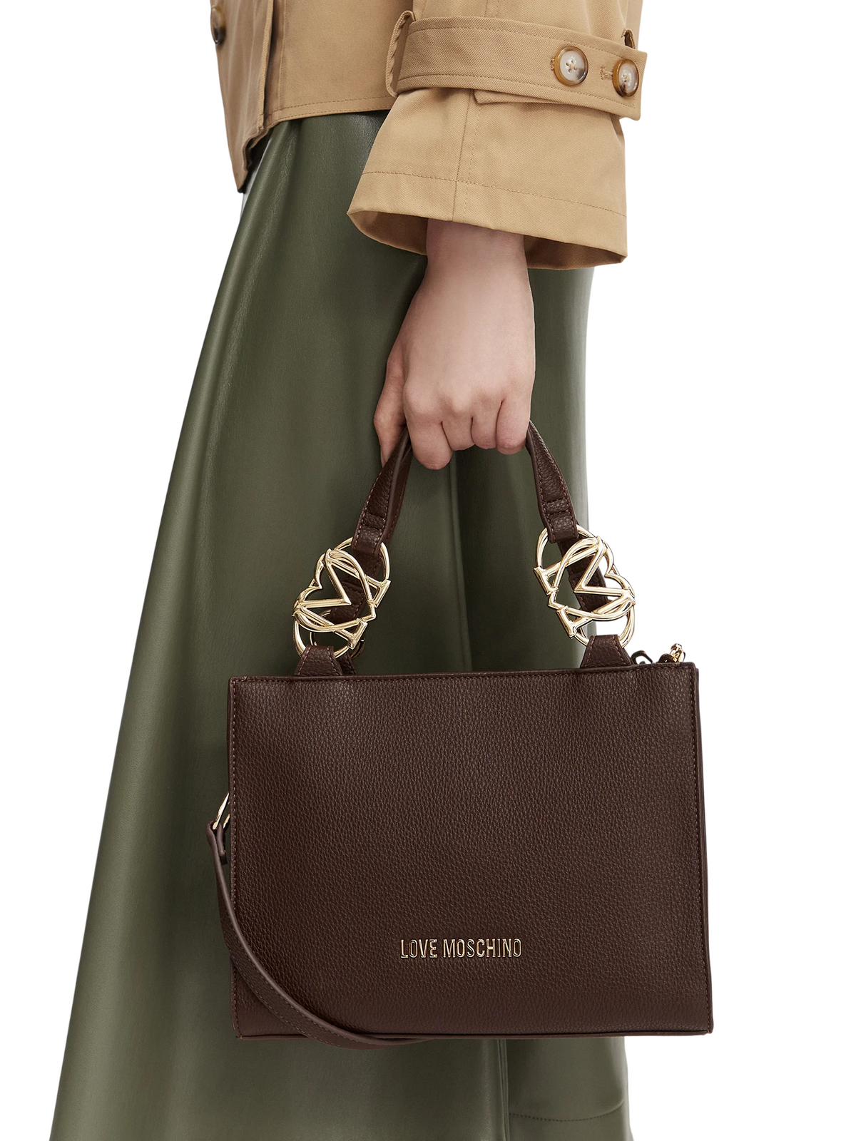 Love Moschino borsa a mano in ecopelle martellata con tracolla marrone JC4006PP1P-LB0 300 MOSCHINO LOVE 