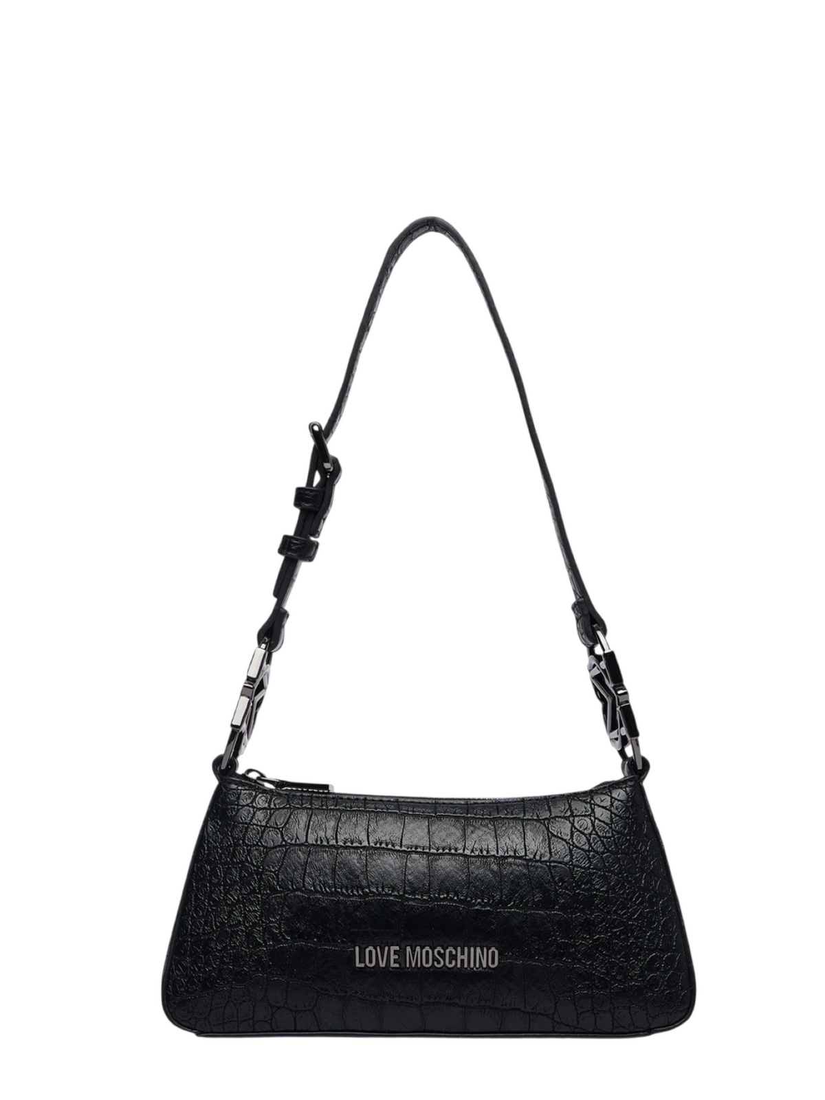 Love Moschino borsa a tracolla in ecopelle effetto coccodrillo nero argento JC4007PP1P-LF0 000 MOSCHINO LOVE 