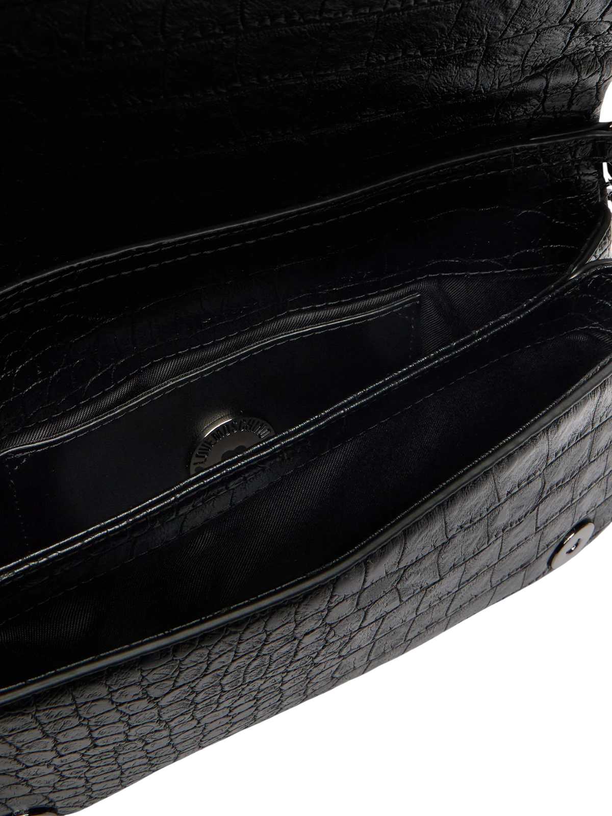 Love Moschino borsa a tracolla in ecopelle trapuntata effetto coccodrillo nero argento JC4043PP1P-LF1 000 MOSCHINO LOVE 
