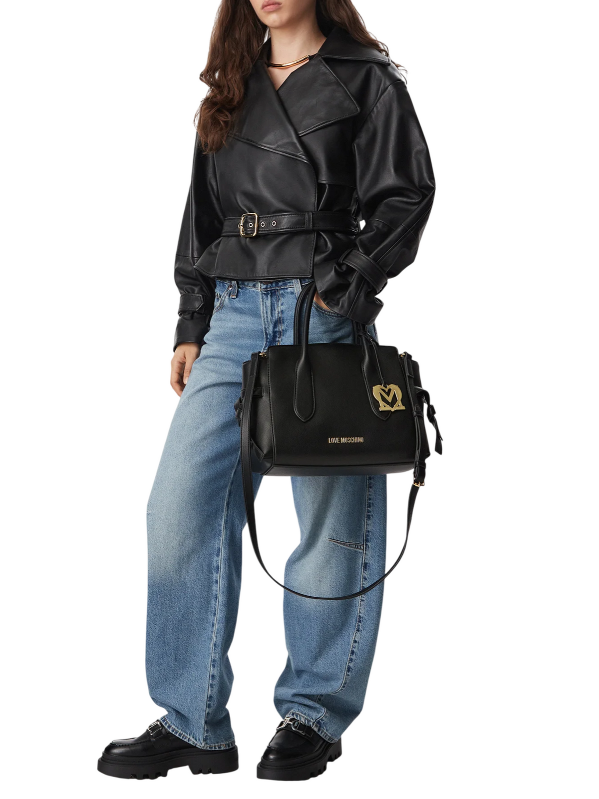 Love Moschino borsa a mano in ecopelle martellata con tracolla nero JC4055PP1P-LL0 000 MOSCHINO LOVE 