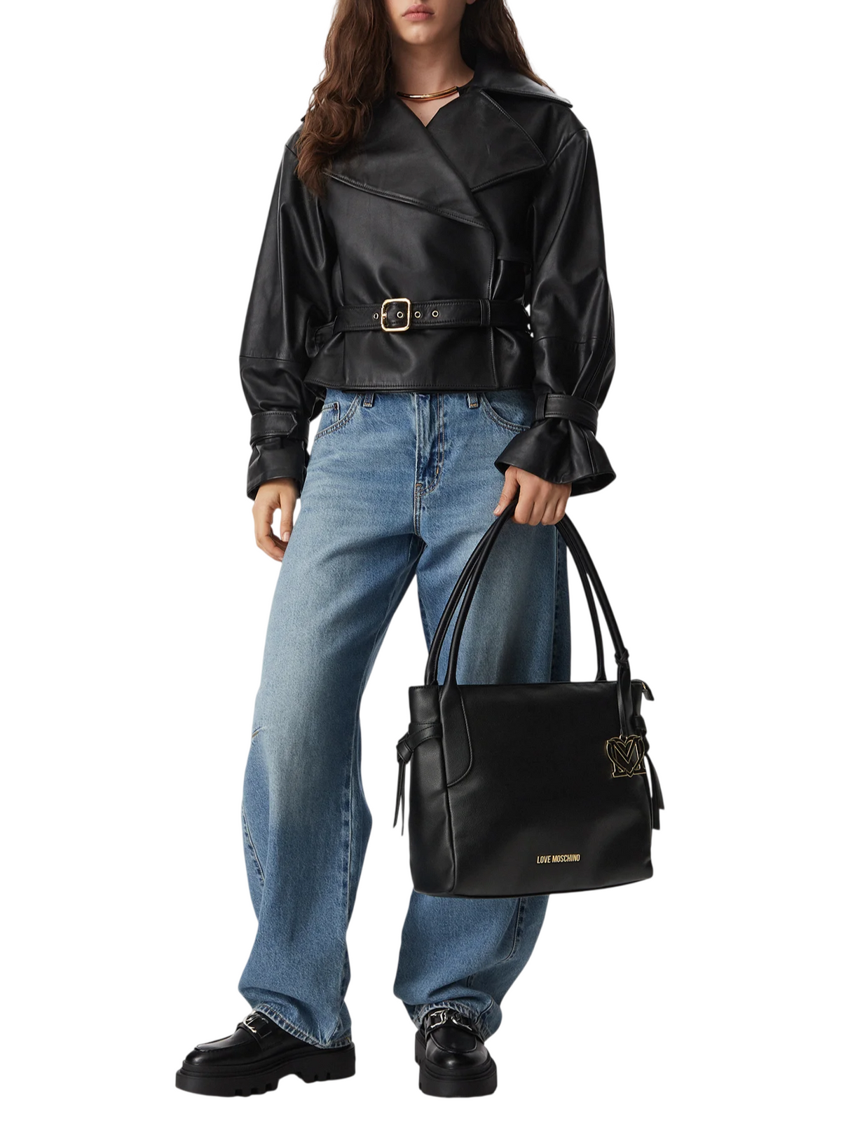 Love Moschino borsa a spalla in ecopelle martellata nero JC4056PP1P-LL0 000 MOSCHINO LOVE 
