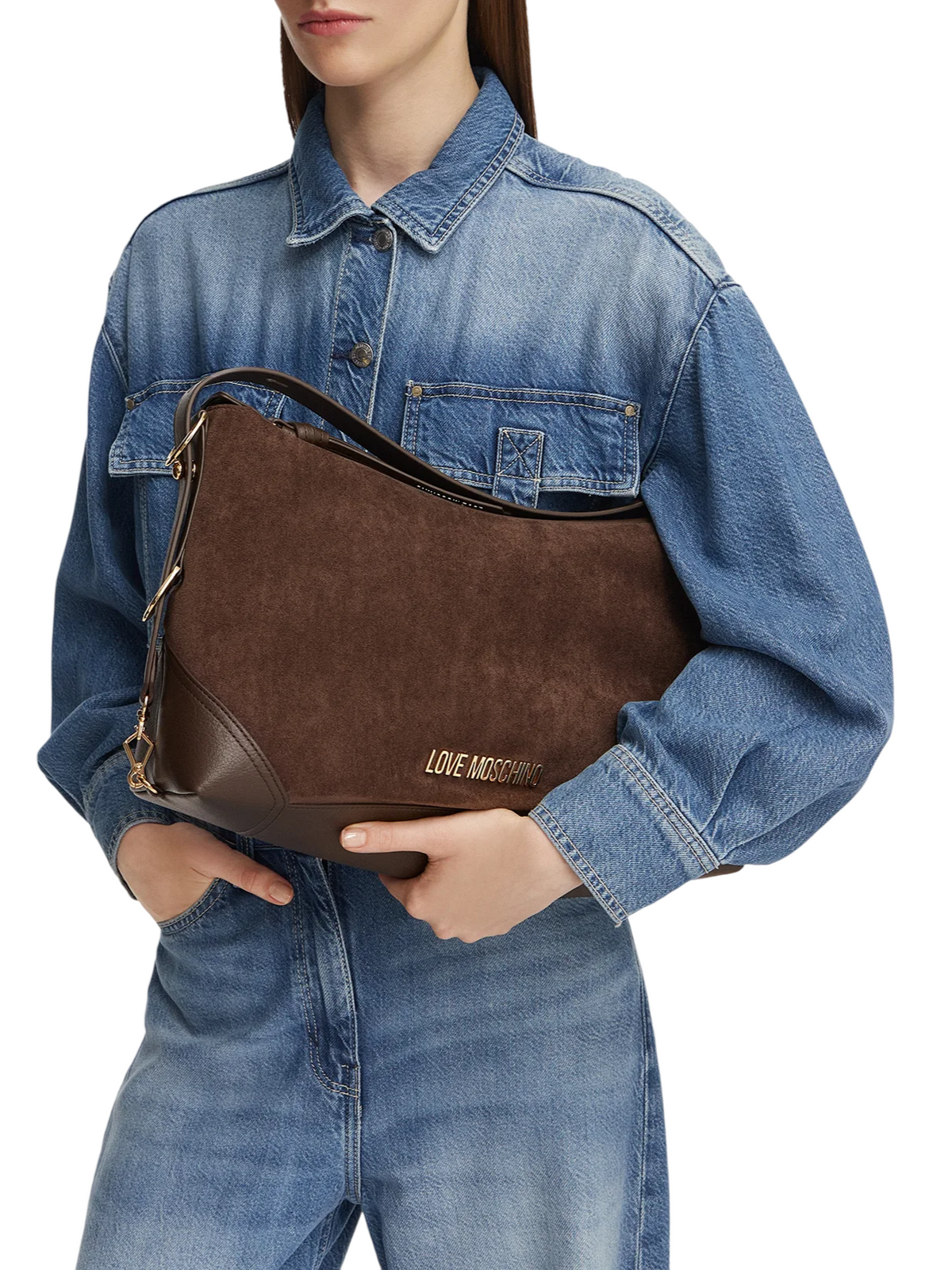 Love Moschino borsa a spalla donna in velour marrone JC4090PP1P-LD1 30A MOSCHINO LOVE 
