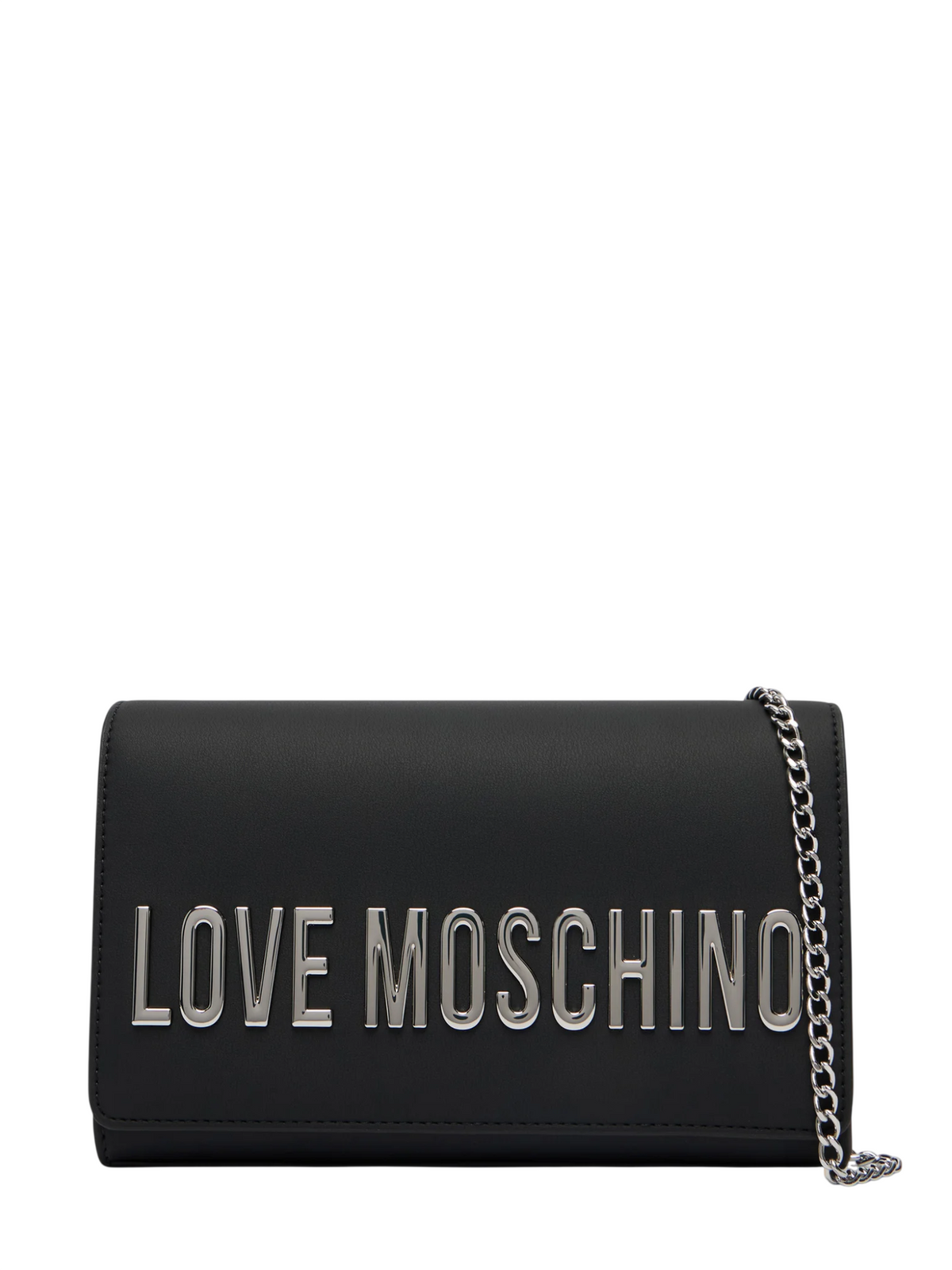 Love Moschino borsa a tracolla in ecopelle con placca logo nero argento JC4103PP1P-KD0 00B MOSCHINO LOVE 