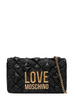 Love Moschino borsa a tracolla donna in pelle con placca logo nero oro