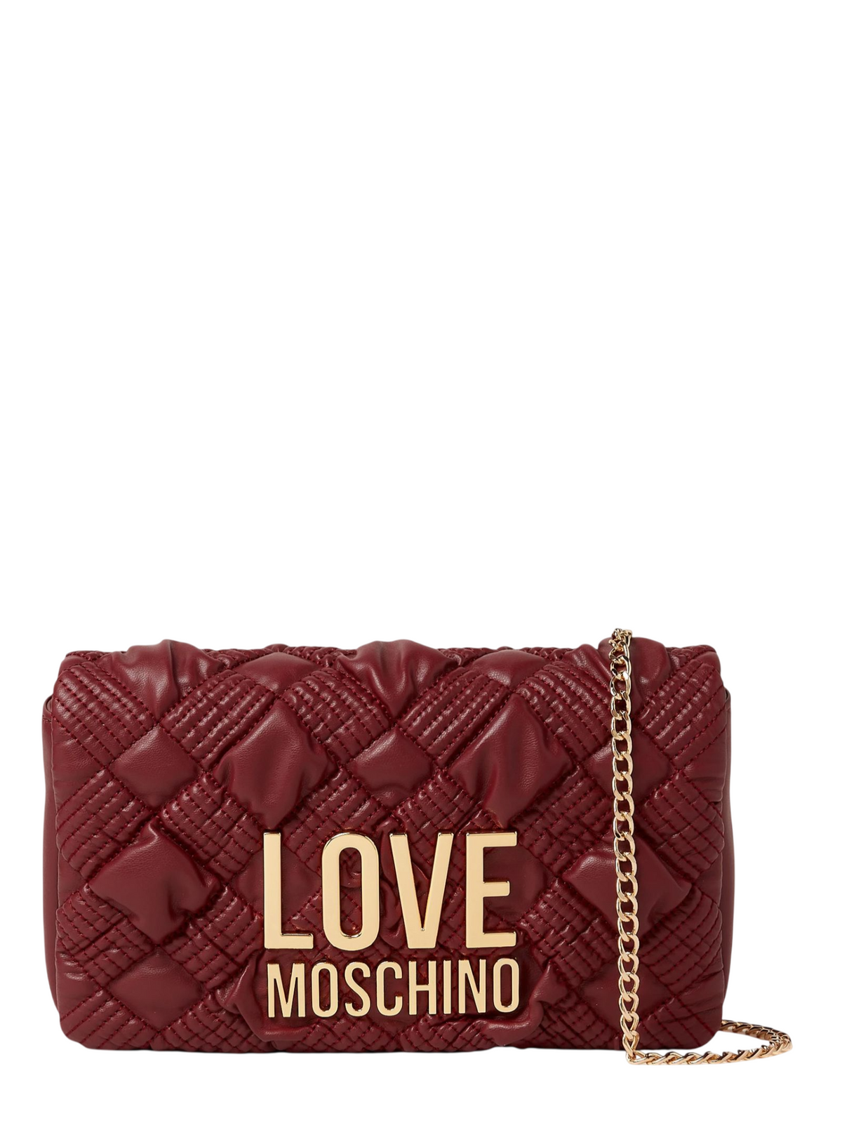 Love Moschino borsa a tracolla donna in pelle con placca logo bordeaux oro JC4131PP1P-L10 55A MOSCHINO LOVE 