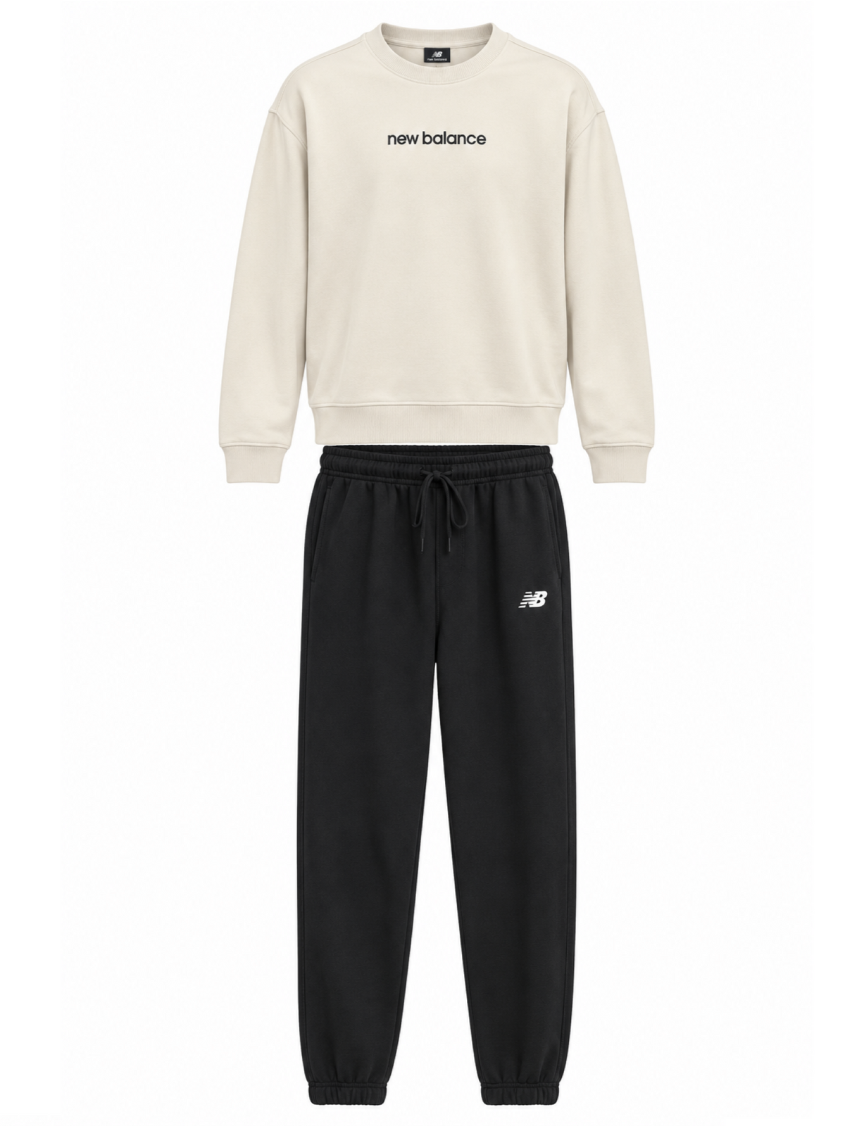 New Balance tuta sportiva bambino felpa e pantalone beige nero LAKG0495 LIN NEW BALANCE 