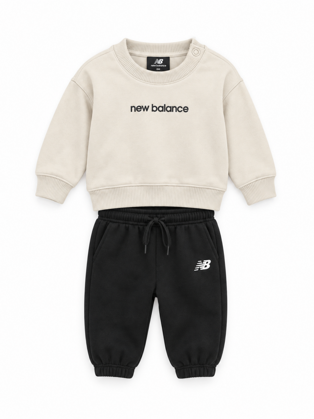 New Balance tuta sportiva neonato felpa e pantaloni beige nero LAKG0497L LIN NEW BALANCE 