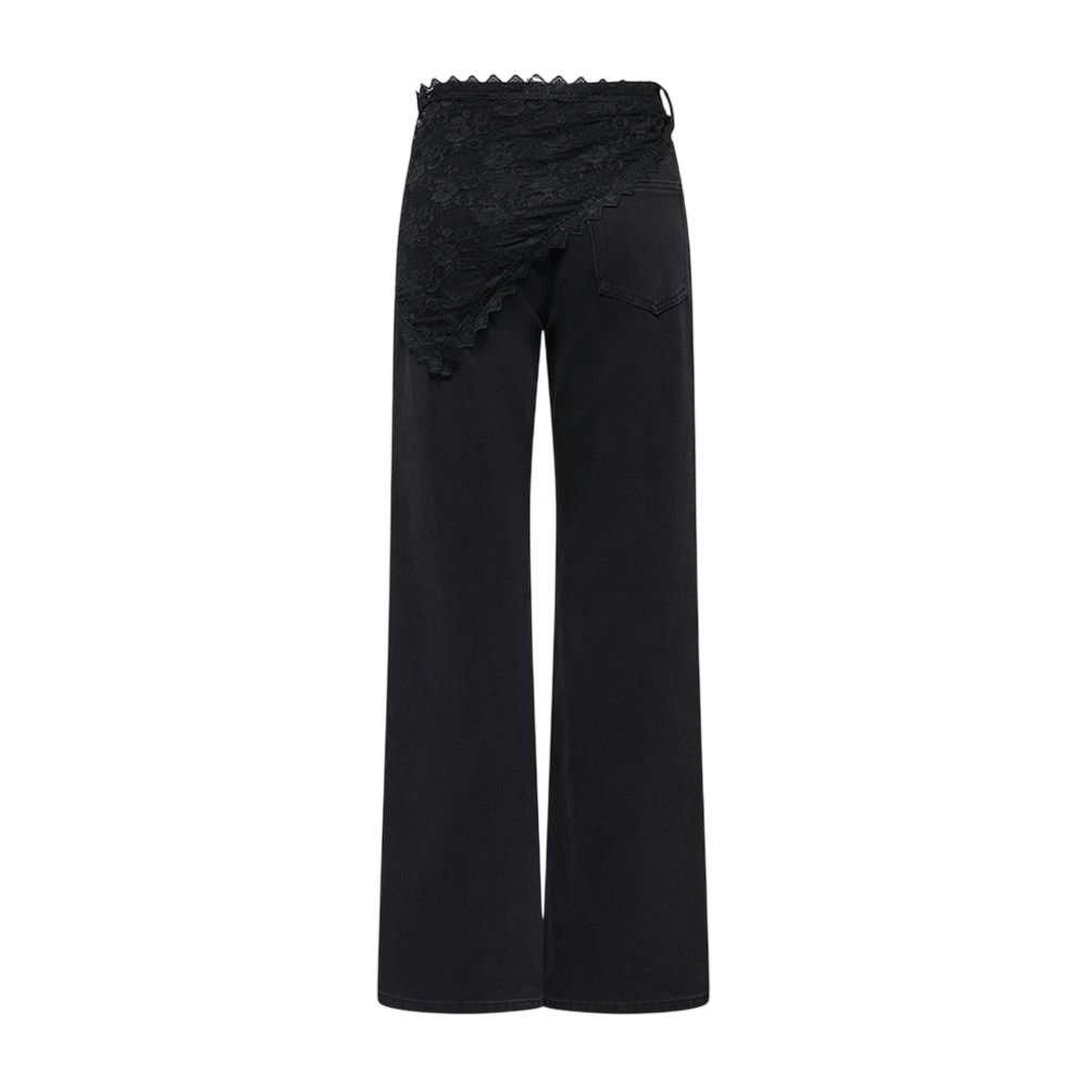 Only jeans donna wide leg con foulard pizzo nero 15381780 BLACK DENIM ONLY 