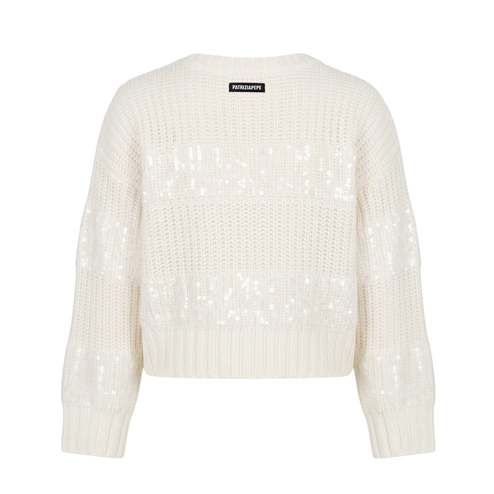 Patrizia Pepe maglia bambina misto lana con paillettes bianco latte 7K0080-KK025 W444 PATRIZIA PEPE 