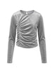 Patrizia Pepe T-shirt bambina in ciniglia lurex argento