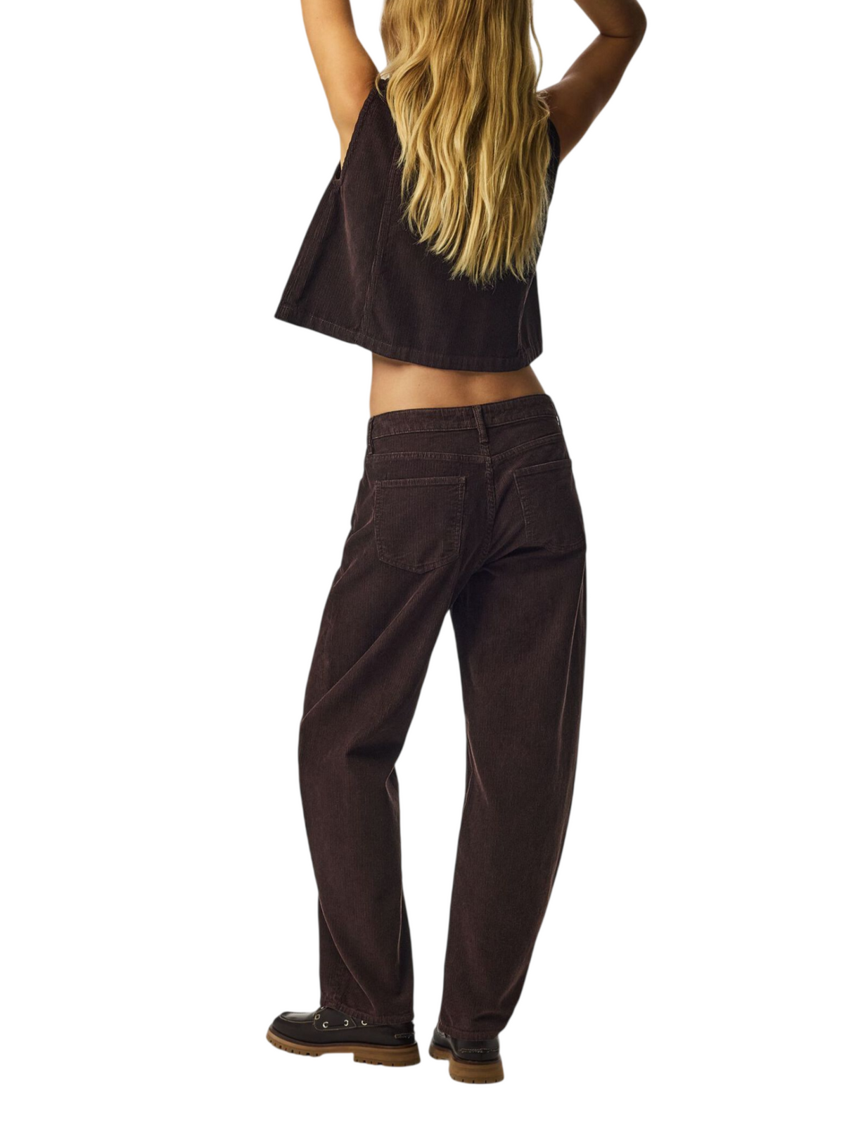 pcaia mw barrel corduroy pants 17166318 GANACHE PIECES 