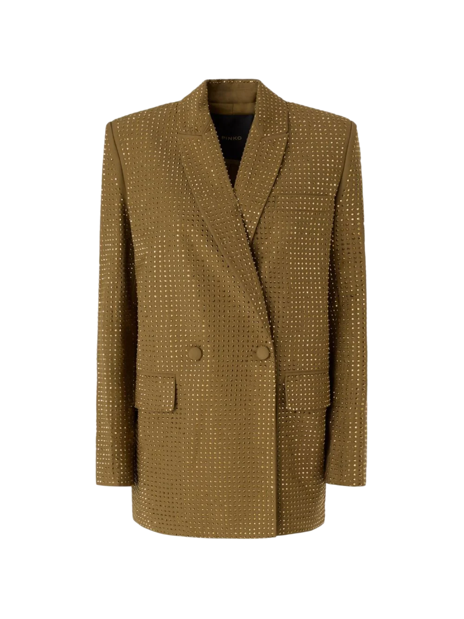Pinko giacca blazer doppiopetto Deledda con strass verde oliva 104456-A3M0 V67 PINKO 