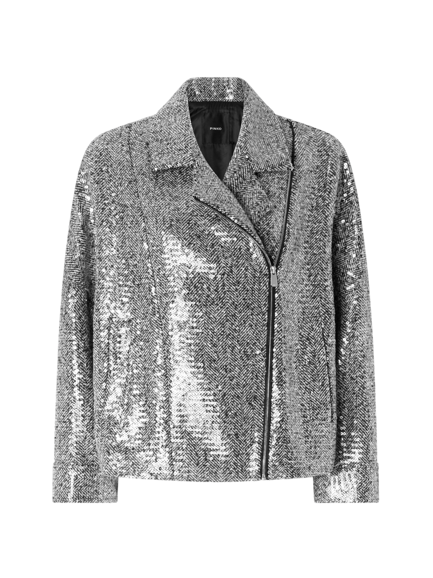 Pinko giubbino Bellis Blouson in panno chevron con paillettes grigio 107145-A3FE ZZ2 PINKO 