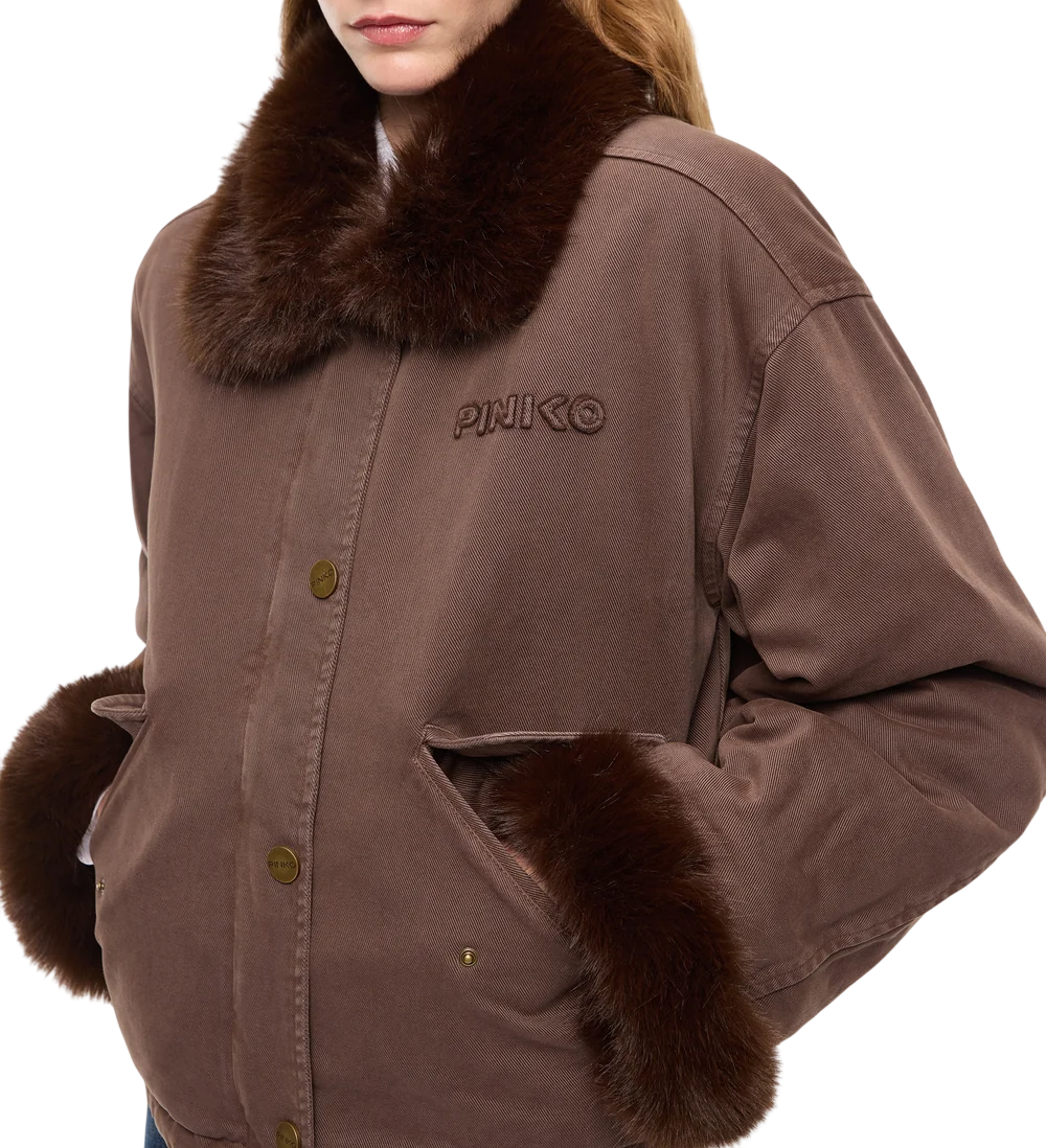 Pinko caban donna Garlate con inserti in ecopelliccia marrone 107219-A3GV L64 PINKO 