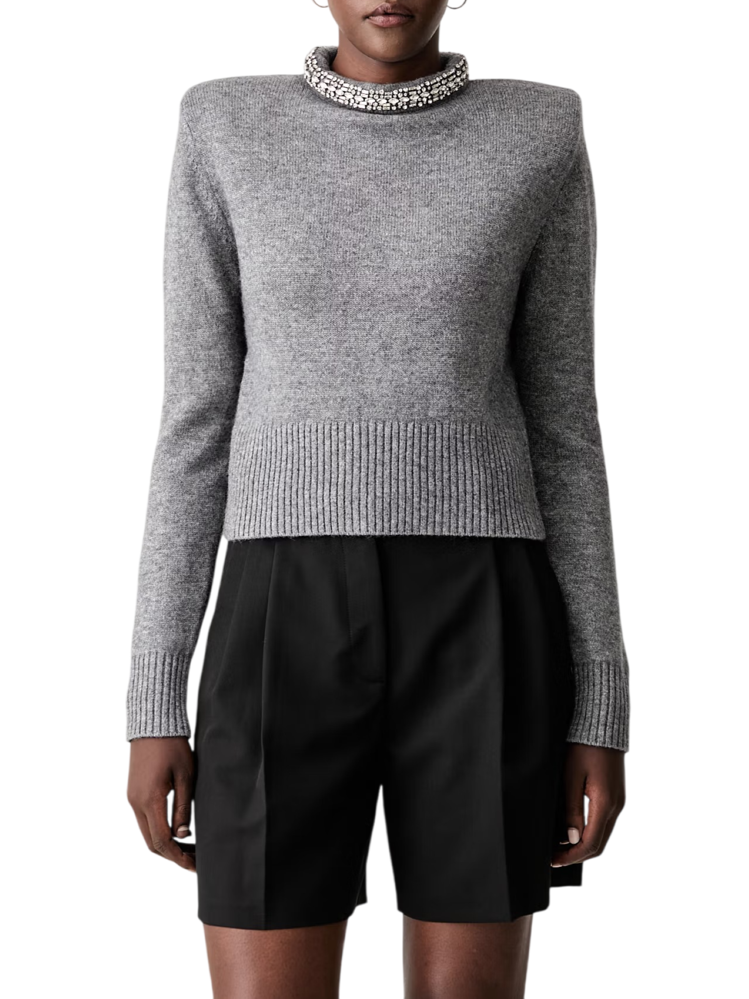 Pinko maglia Berlino misto lana e cashmere con applicazioni gioiello grigio 107274-A3GI II2 PINKO 