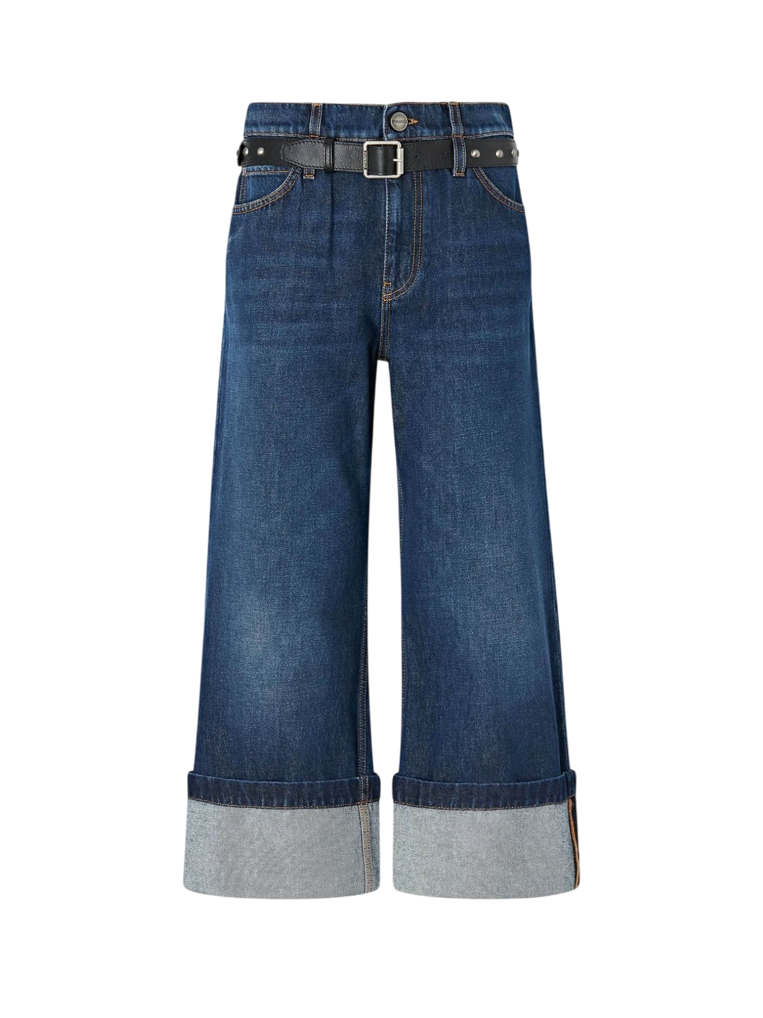 Pinko jeans crop Cyntia wide leg con cintura lavaggio blu 107277-A3HG PJB PINKO 