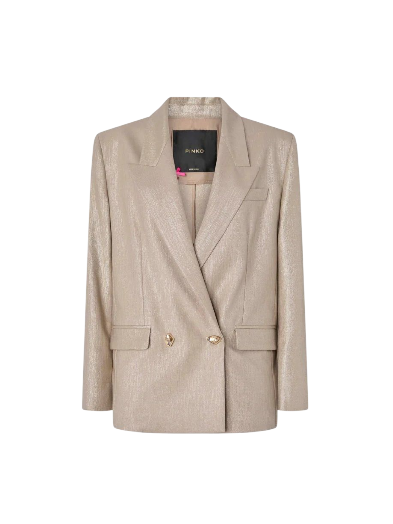 Pinko giacca blazer doppiopetto Caymanc in fresco lana laminato champagne 107421-A3G4 CH3 PINKO 