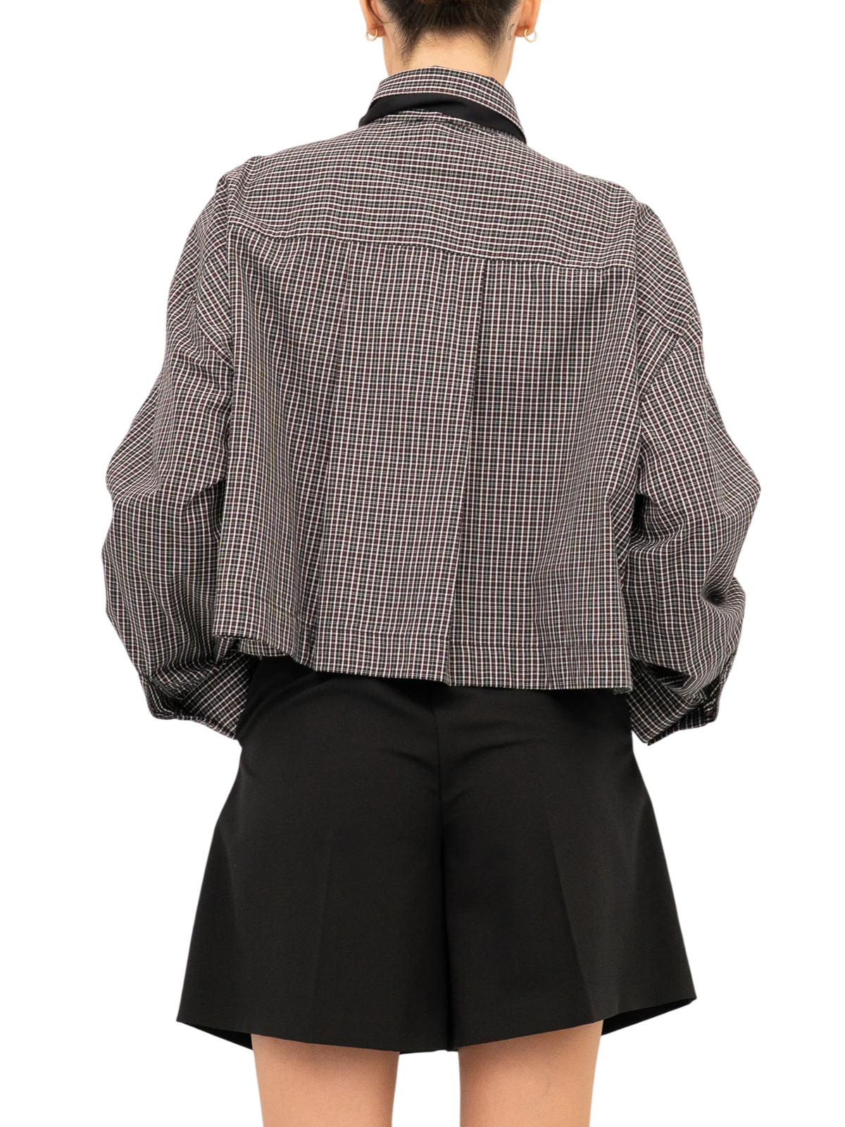 Pinko camicia donna Carlina in fantasia check con cravatta bordeaux nero 107453-A3FQ ZF6 PINKO 