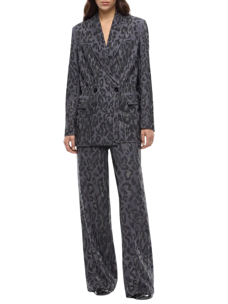 Pinko giacca doppiopetto Jaguar maculata con strass grigio 107519-A3GO I90 PINKO 