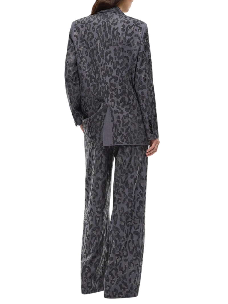 Pinko giacca doppiopetto Jaguar maculata con strass grigio 107519-A3GO I90 PINKO 
