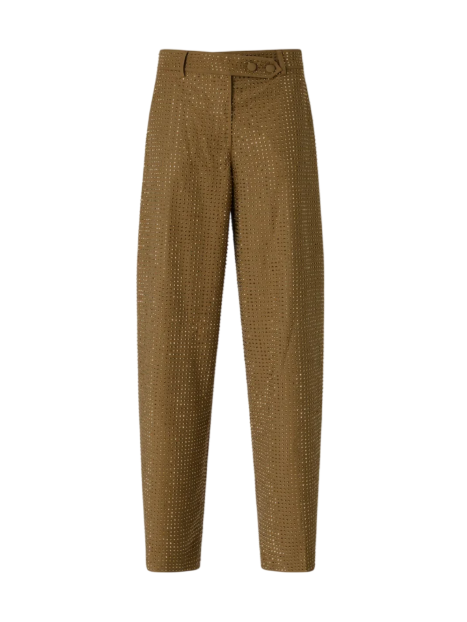 Pinko pantaloni Solopaca barrel fit donna con strass verde oliva 107667-A3M0 V67 PINKO 