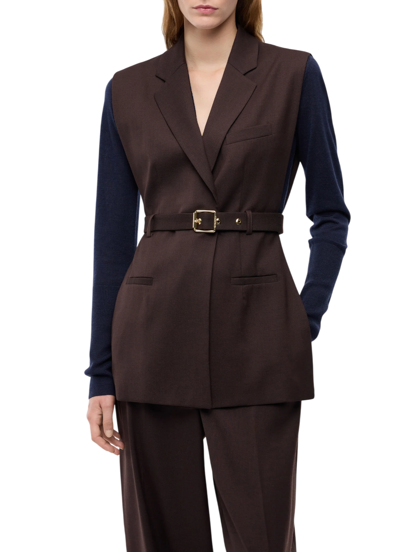 Pinko gilet donna Nuraqus con cintura marrone 107727-A3MS M04 PINKO 