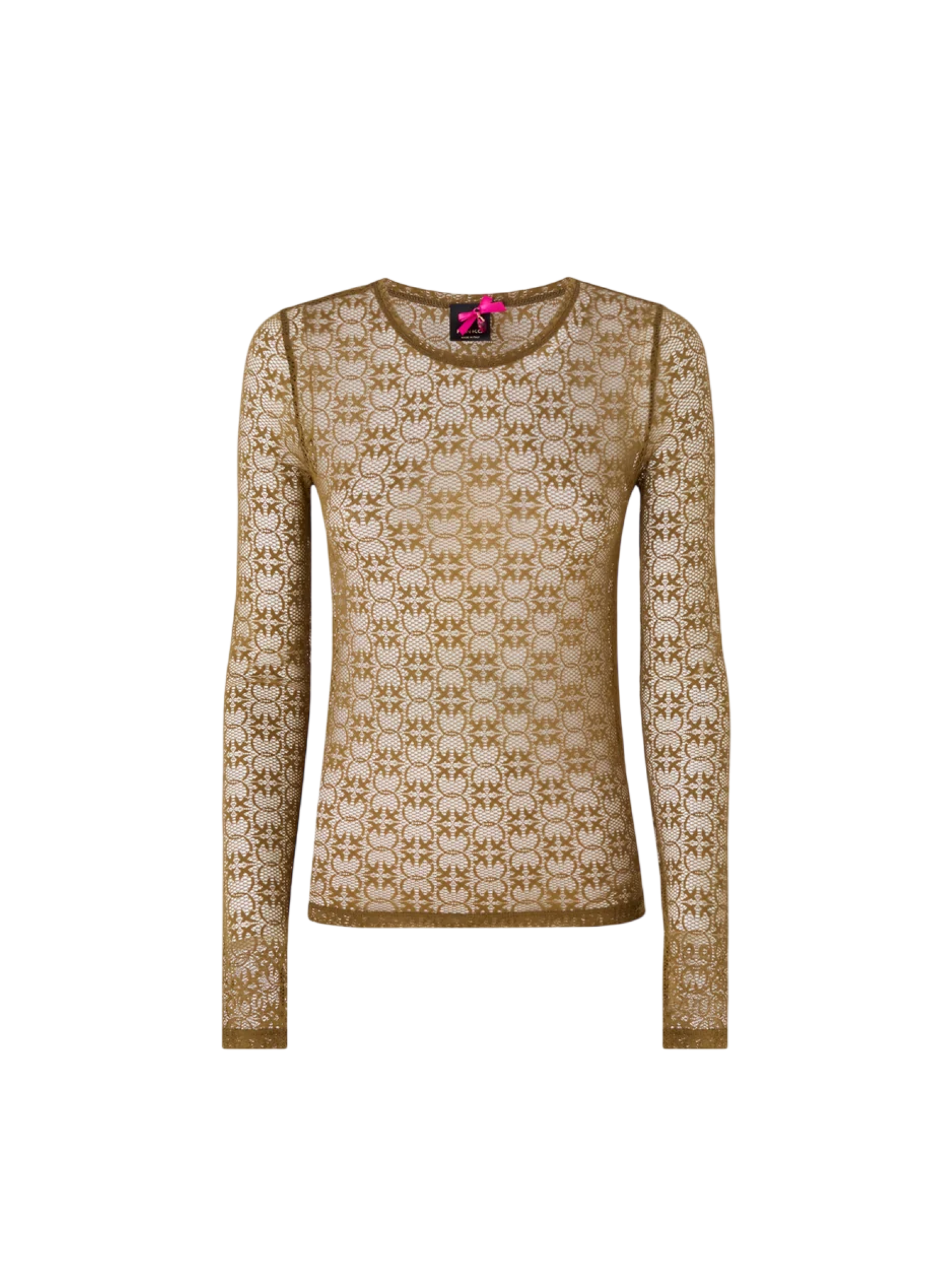 Pinko maglia Rover manica lunga in pizzo Love Birds verde 107737-A3MK X24 PINKO 