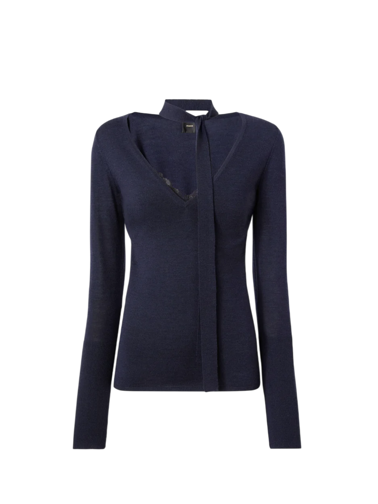 Pinko maglia Soffio in lana con fusciacca e pizzo blu 107775-A3O1 G03 PINKO 
