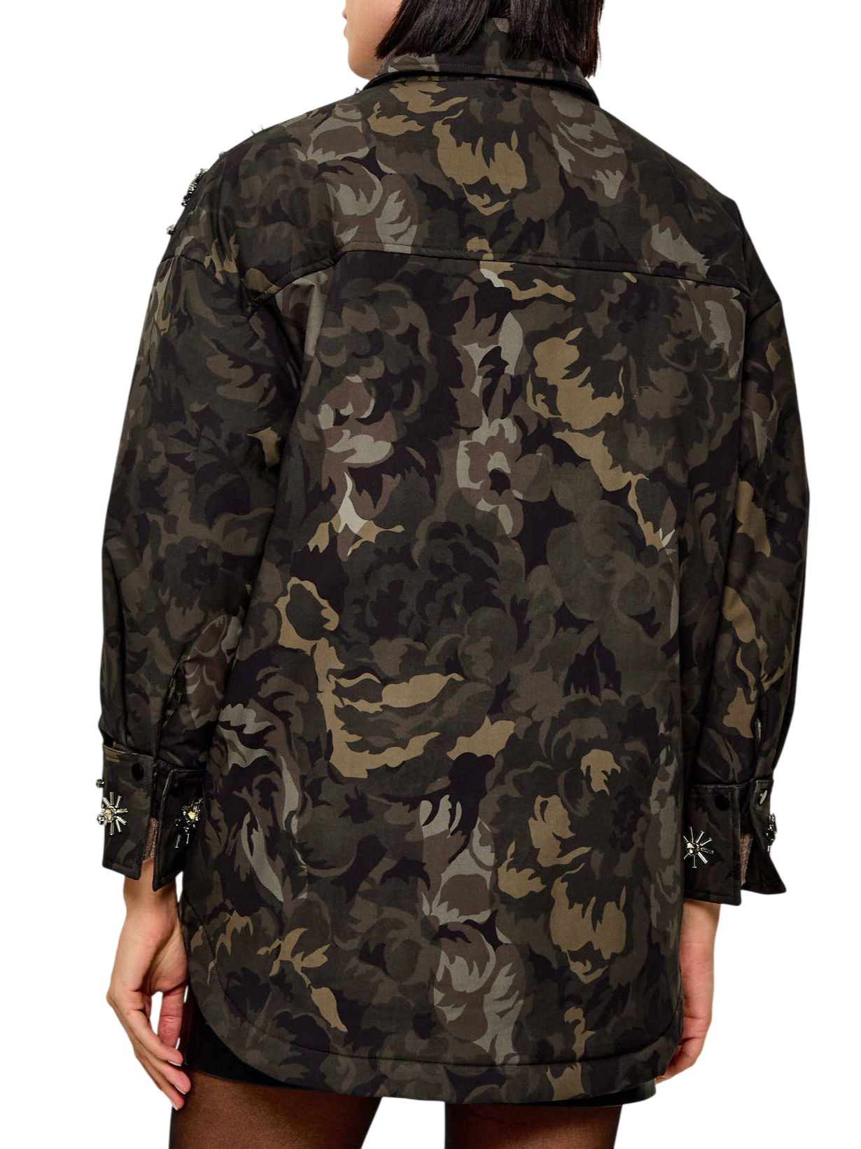 Pinko giubbino imbottito Barengo camouflage con applicazioni gioiello verde nero 107916-A3LY SD3 PINKO 