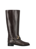 Pinko stivali donna in pelle Cheval con charms marrone