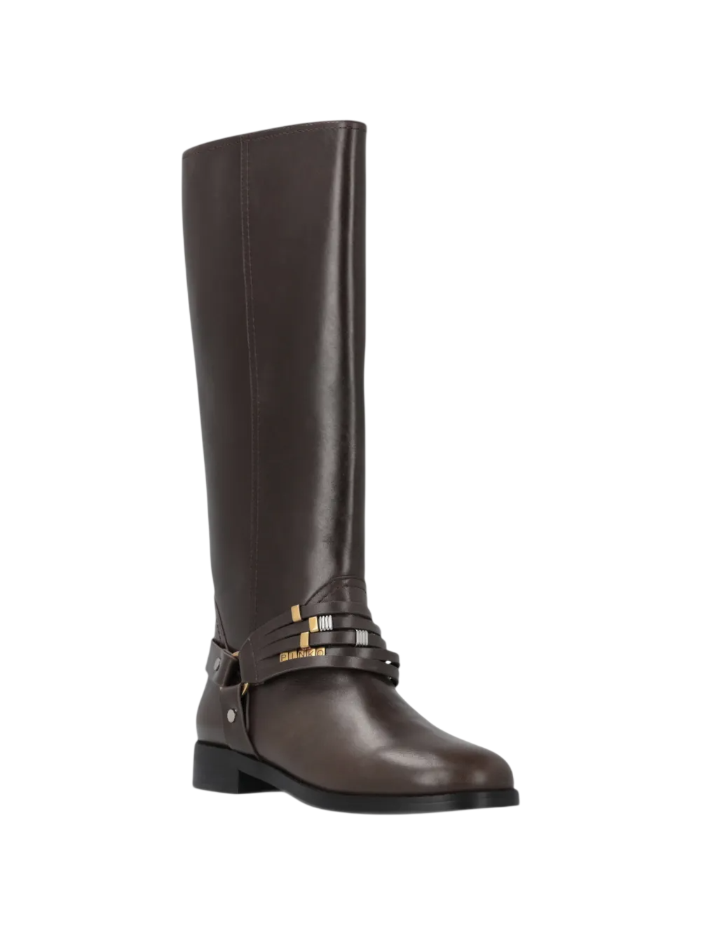 Pinko stivali donna in pelle Cheval con charms marrone SD0583P001 L72 PINKO 